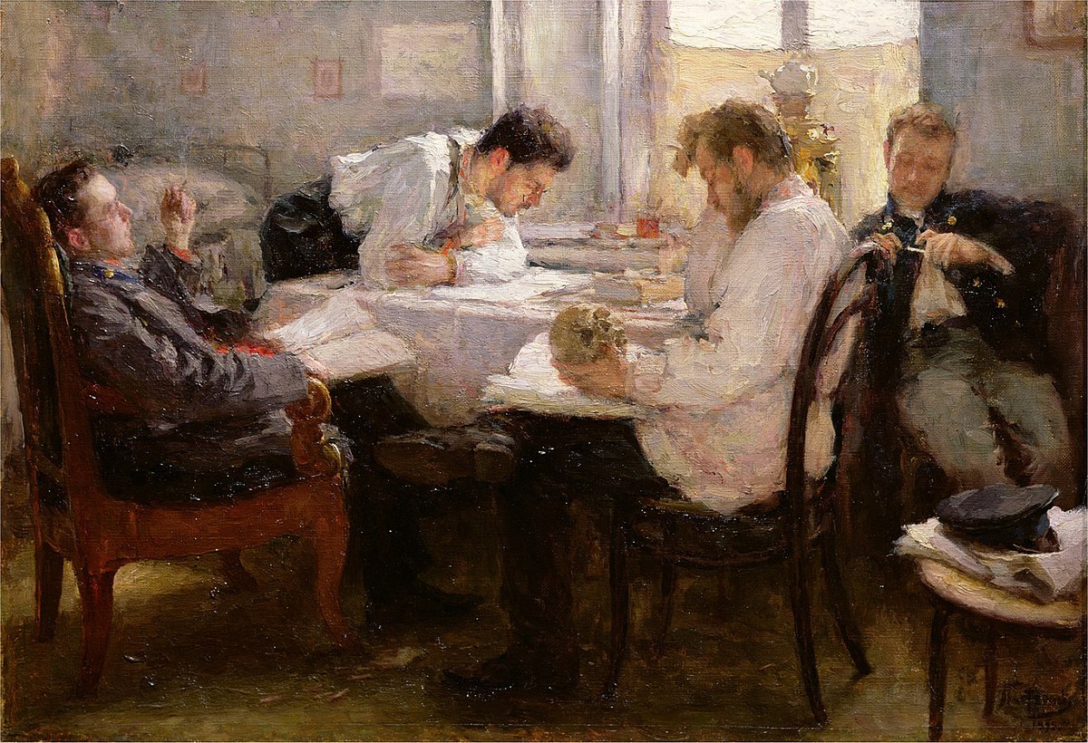 Leonid Pasternak, The Night before the Exam, 1895, Musée d'Orsay.jpg