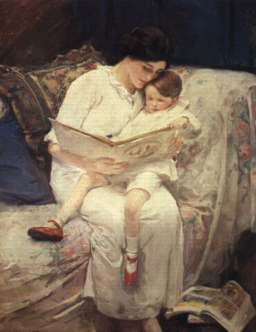 Kate Elizabeth Olver, Woman and Child Reading, 19th, Private Collection.jpg