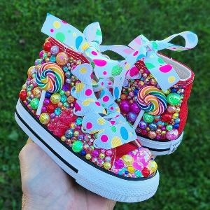 Personalized Candy Converse, Genuine Real Converse Brand, Polka Dot Laces, Tons of Sparkle - Etsy.jpg