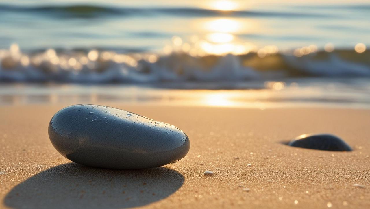 바닷게에 작은 조약돌이 파도에 밀려갔나 밀려오는 모습을 글줘.jpg