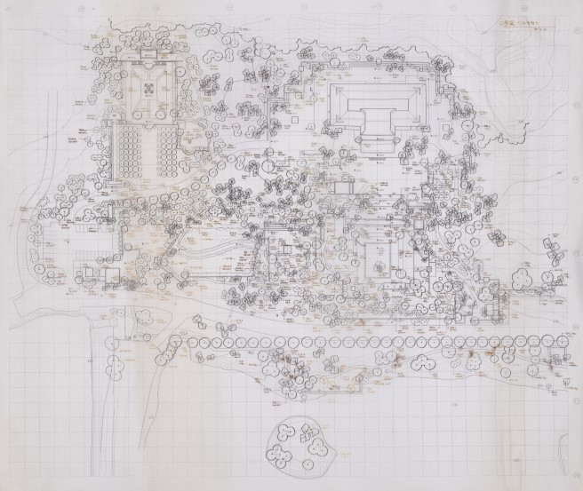 호암미술관 희원 식재 현황도, 1997, 트레싱지에 펜. 101 x 87 cm. 작가 소장..jpg