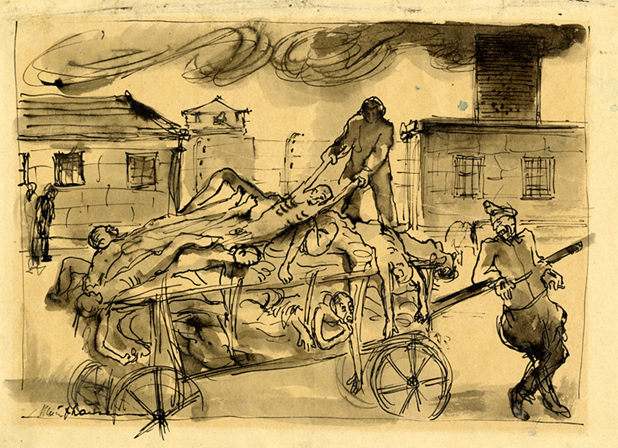 독일 화가 레오 하스가 1945년 화장장 앞의 모습을 그린 그림.jpg