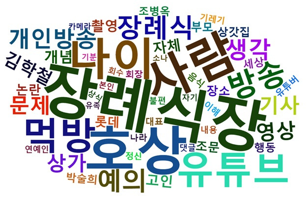 [그림 15] 신격호 회장 빈소 먹방 논란 관련 포털 댓글 워드 클라우드.jpg