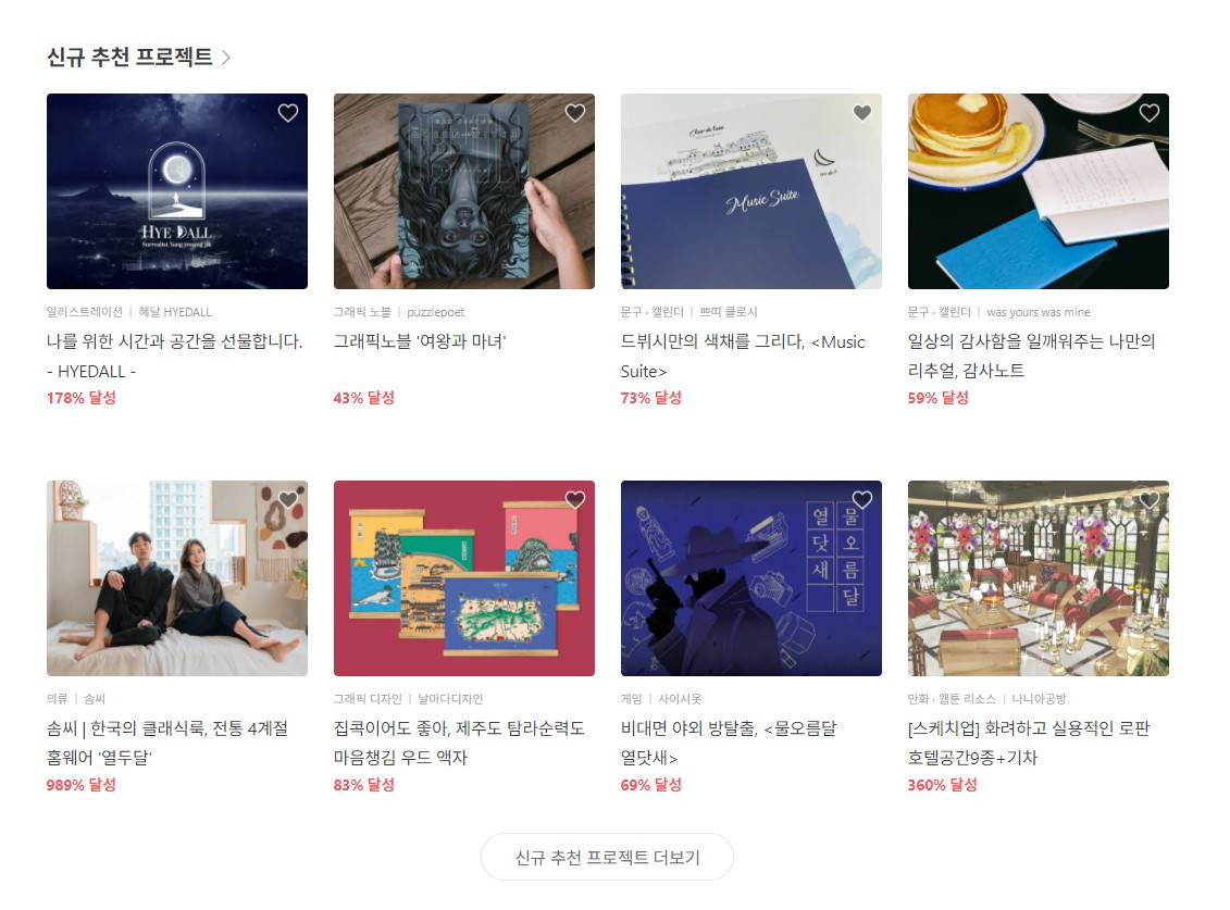 텀블벅 메인 신규추천프로젝트 랭크.jpg