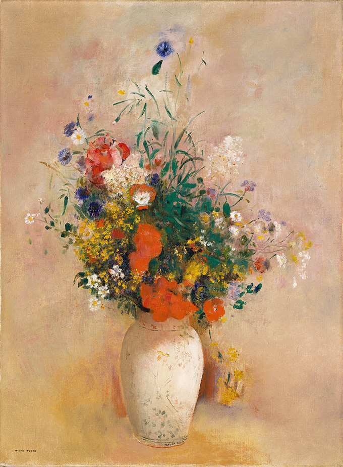 오딜로네 르동, Vase of Flowers, Pink Background, 1906, 뉴욕 메트로폴리탄 박물관.jpg