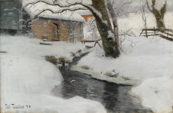 Frits Thaulow, Norwegian Norsk vinterlandskap, 1890, pastel.jpg