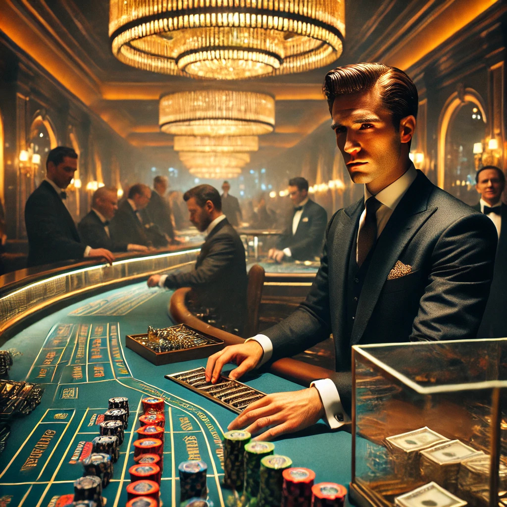 DALL·E 2024-11-09 06.06.11 - A cinematic depiction of a male cage cashier working in the baccarat junket room of Suncity Casino. The scene portrays a luxurious and high-stakes env.jpg