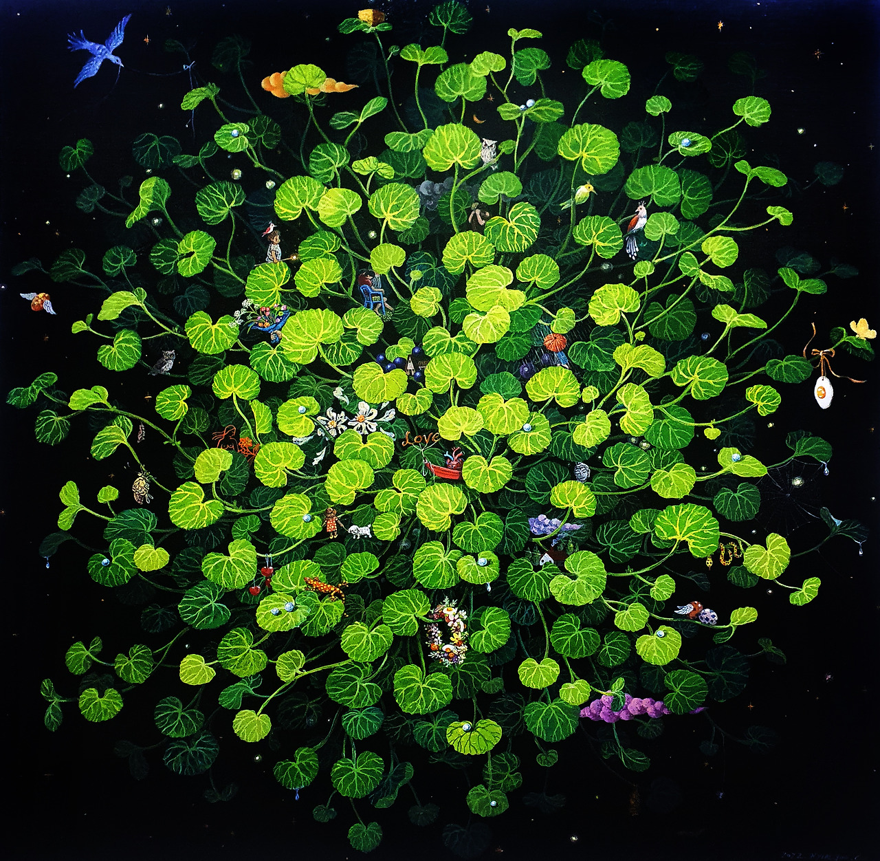 숲속의 향연-Happy memories I 97x97cm Acrylic,swarovski on canvas 2022.jpg