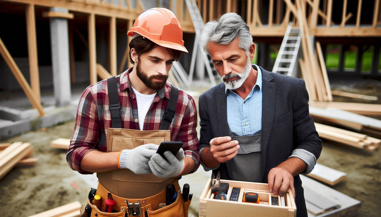 A foreman and an artisan carpenter are working together in the house contructon site (2).jpg