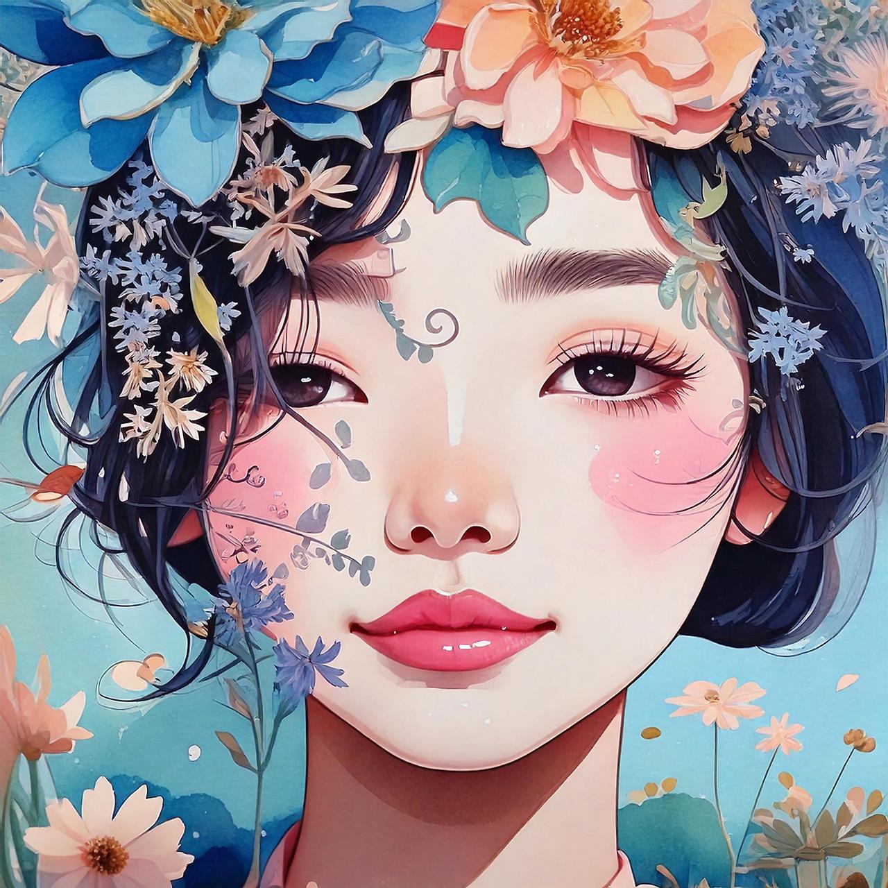 Firefly 수채화 스타일의 많은 파스텔 색조의 기발한 자연에서 장난치는 여자 57962.jpg