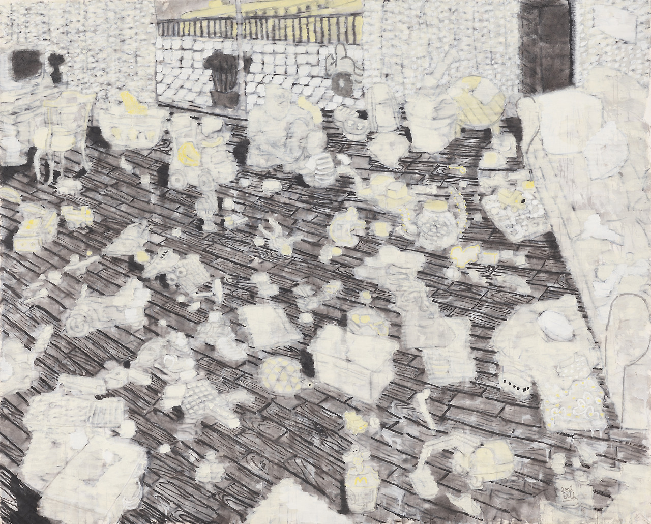 7. 유근택, 〈어쩔 수 없는 난제들〉, 2002, 종이에 먹, 색, 135×167cm, 국립현대미술관 소장.jpg