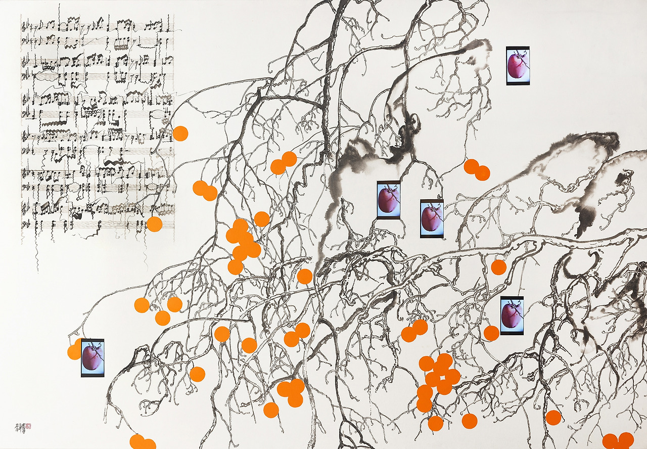 최순녕  감 감 감(枯葉)-1  2025  한지에 수묵  과슈 SuMuk on Hanji  영상60초  800x480모니터5개  190x130cm_웹용.jpg