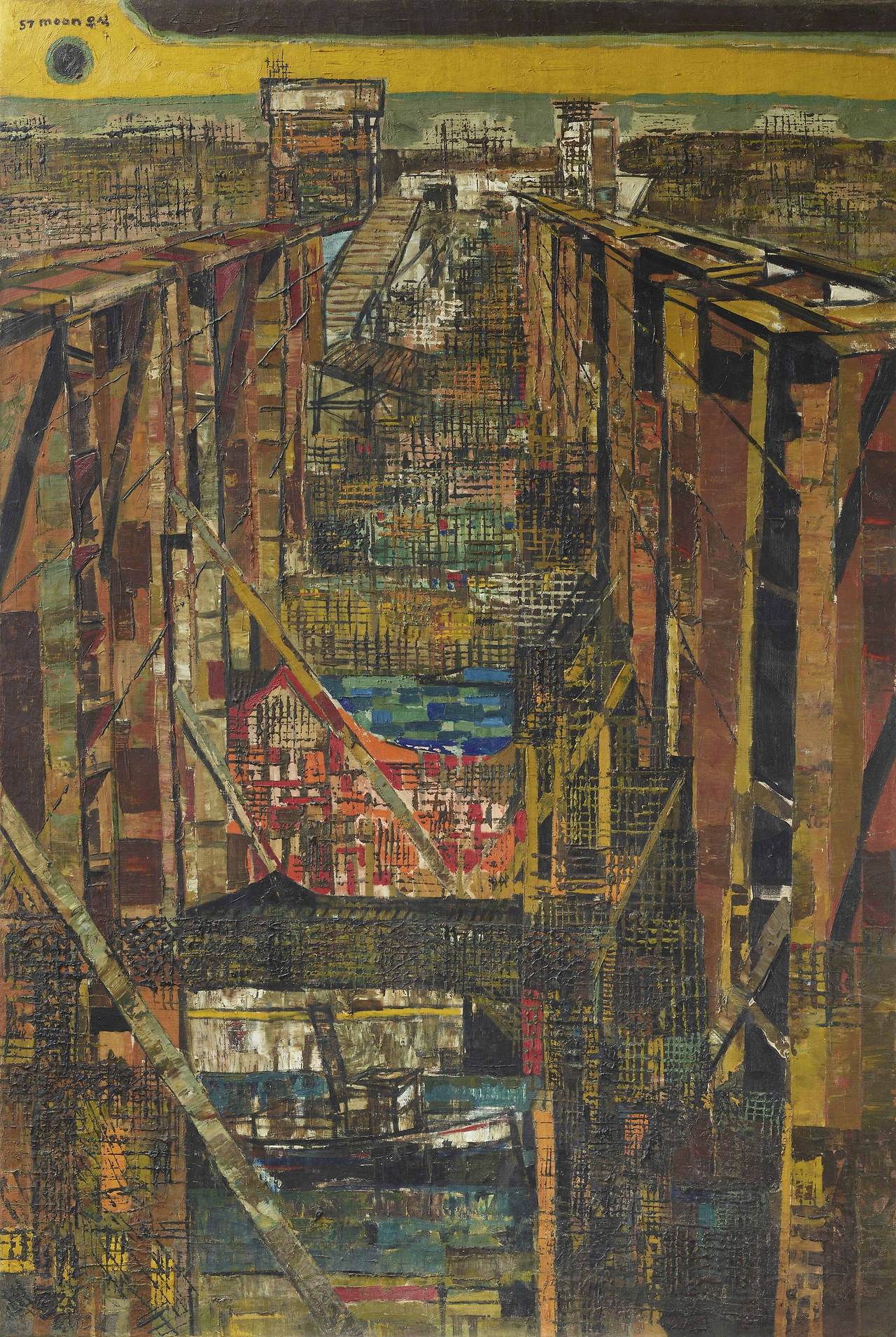 무명교를 위한 구도, 142.5×98.5, 캔버스에 유화 물감, 1957.jpg