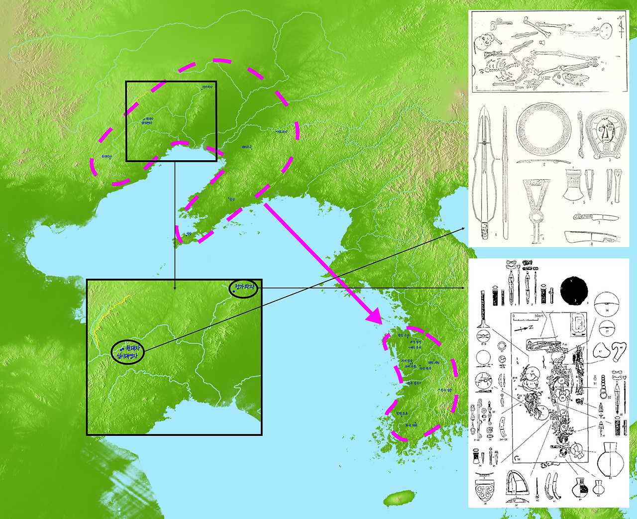 서기전 9~3세기 조선식 금속기 다량부장묘의 분포 변화.jpg