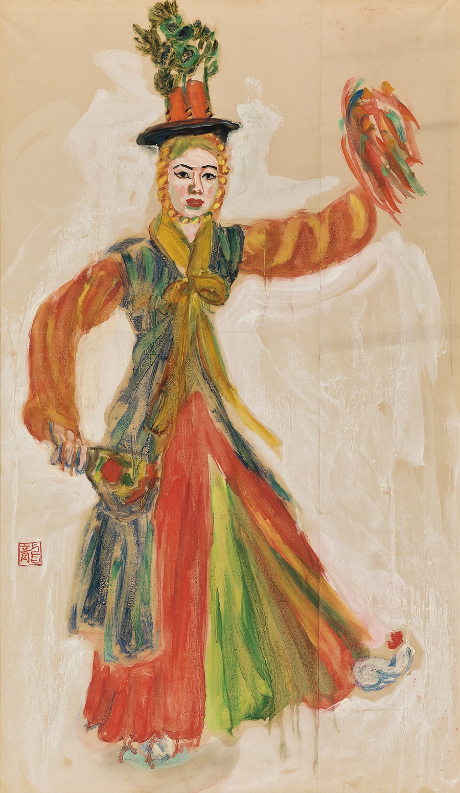 Lot. 52, 우메하라 류자부로, 1888-1986, Japanese, [Dancing Choi Seunghee], color on paper, 86.7×51cm, 1941, 별도문의.jpg