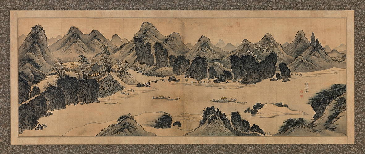 겸재 정선_연강임술첩 우화등선_1742_ 종이에 수묵담채_ 95.7x34.5cm.jpg