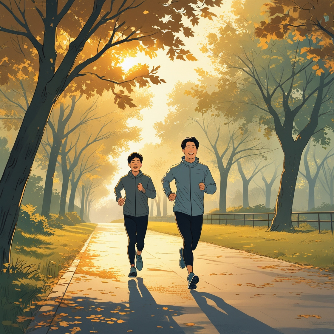 Leonardo_Phoenix_10_A_Korean_father_jogging_through_a_treeline_2.jpg