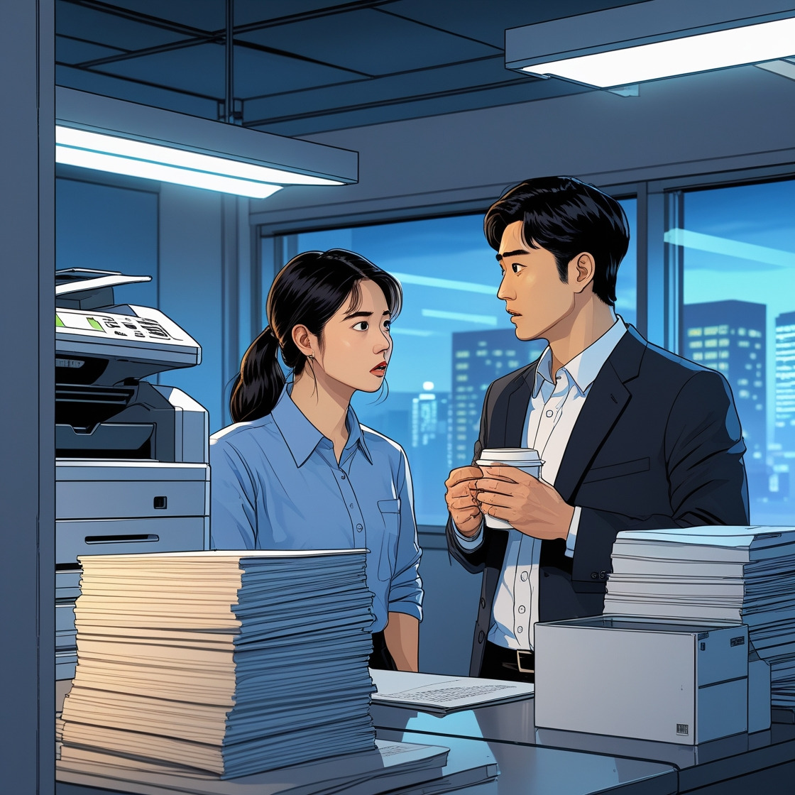 Leonardo_Phoenix_10_Two_Korean_office_workers_having_a_serious_0.jpg