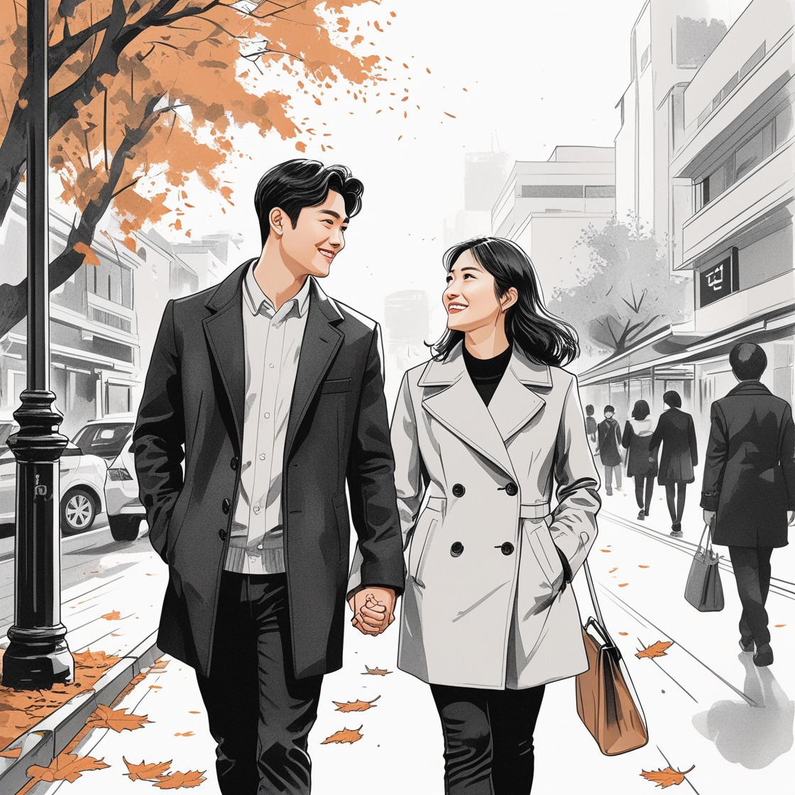 Leonardo_Phoenix_10_Monochrome_sketch_of_a_young_Korean_couple_2.jpg