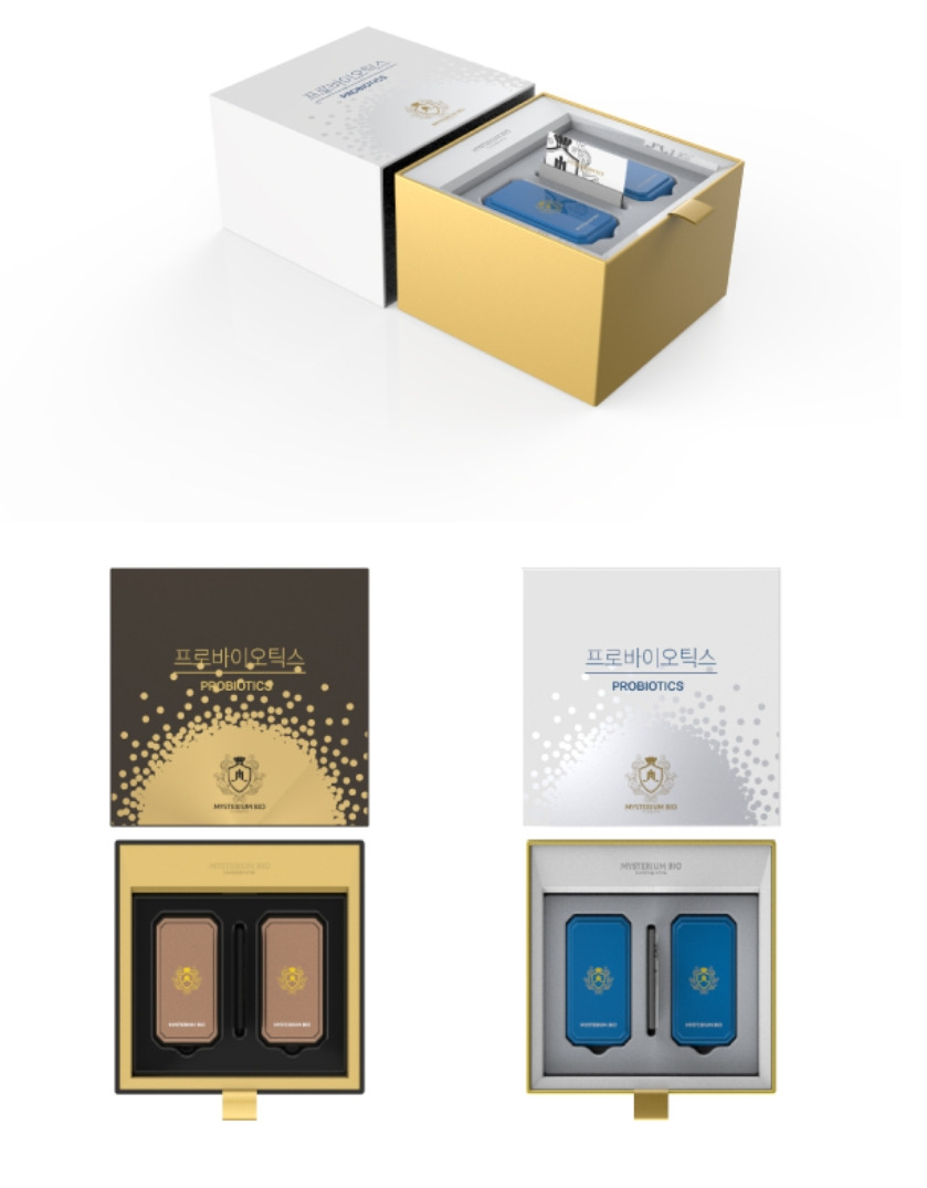 세련되고 우아한 이미지의 유산균 제품박스 패키지 디자인
