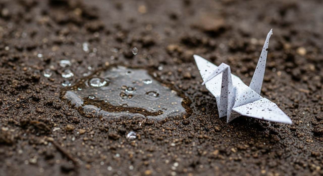 2.비가 그친 숲속, 짙은 갈색의 젖은 흙 위로 맑은 물.jpg