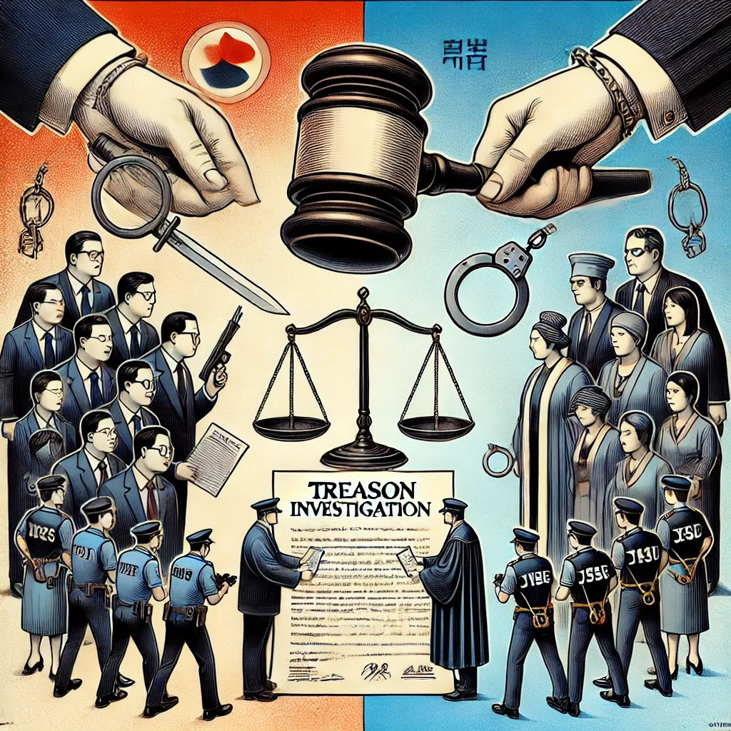 DALL·E 2025-01-30 11.14.59 - A symbolic illustration depicting the legal conflict between the Public Prosecution Office (검찰) and the Corruption Investigation Office for High-ranki.jpg