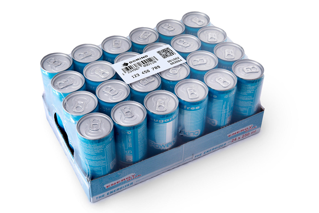 Mx-Series sample label on shrink-wrapped tray of cans_01 1.jpg