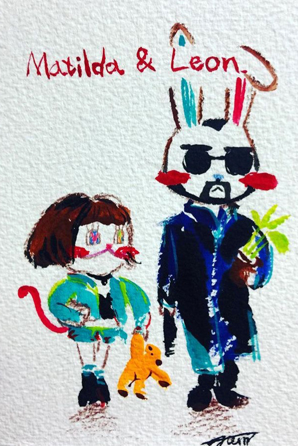 Partner(마틸다&레옹), acrylic, colored pencil on paper, 17.2x22.2 (갤러리 다온 소장).jpg