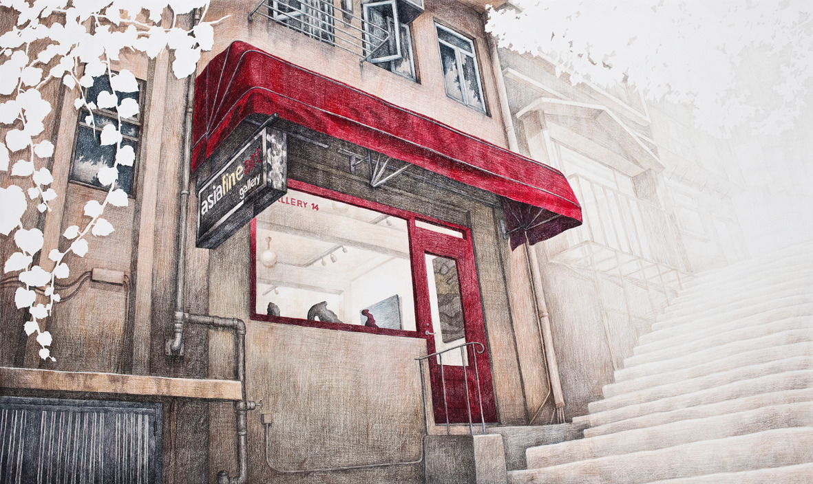 홍샛별_Unfamiliar_dark red 162×97cm colored pencil on canvas 2012.jpg