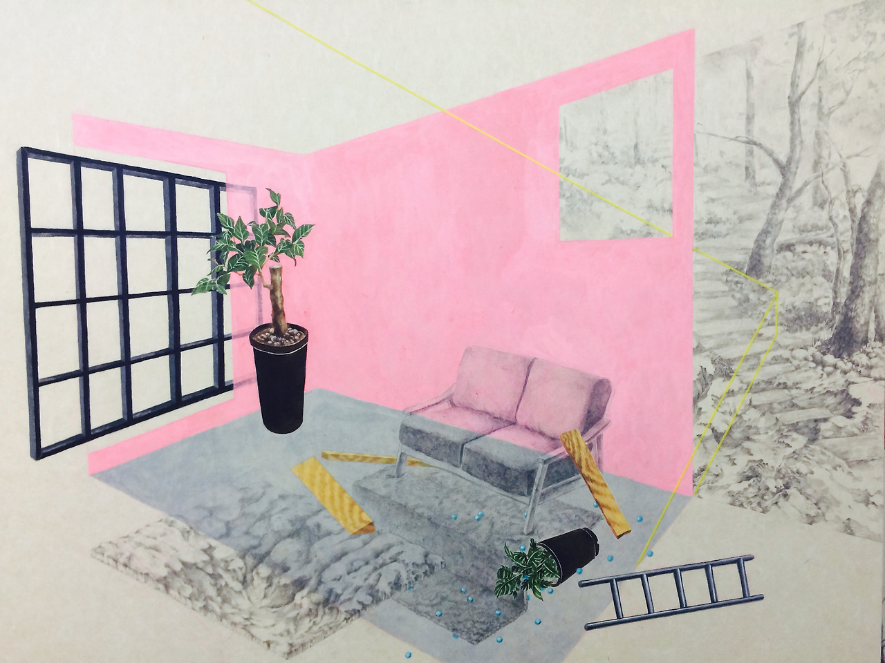 김래현 unperfecthouse 2015 한지에 채색, 흑연_ 92x72.jpg