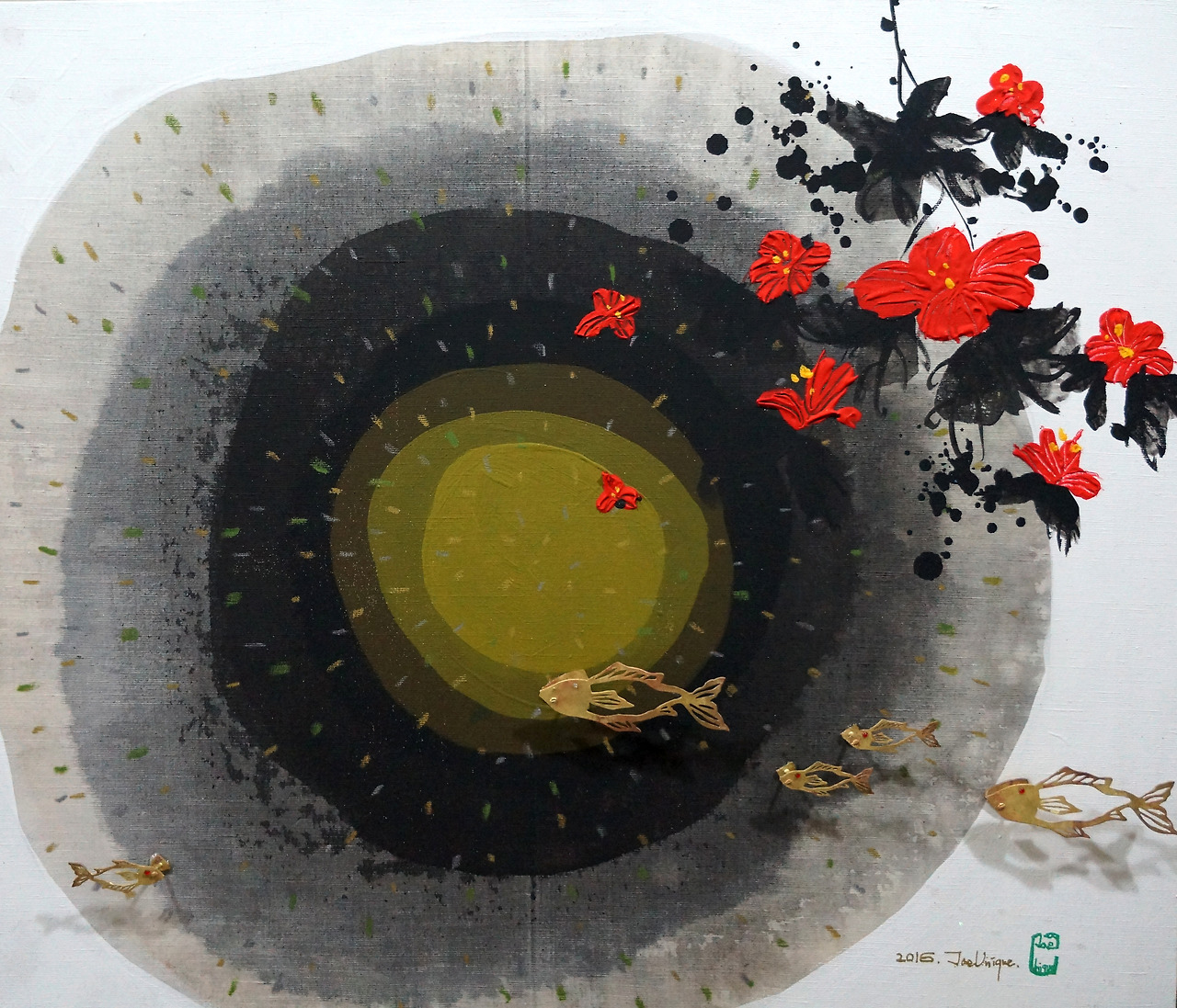 여행산수_休ver.Ⅱ ㅣ 53.0x45.5cm ㅣ oriental ink, mixed media on fabric ㅣ 2016..jpg