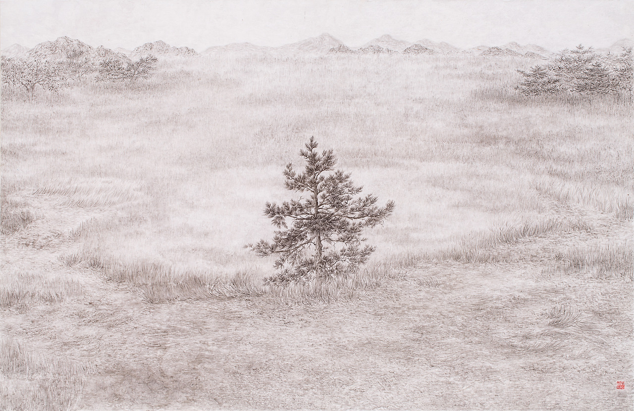 바람부는 들판, 비단에먹, 116.8x91.0cm, 2015.jpg