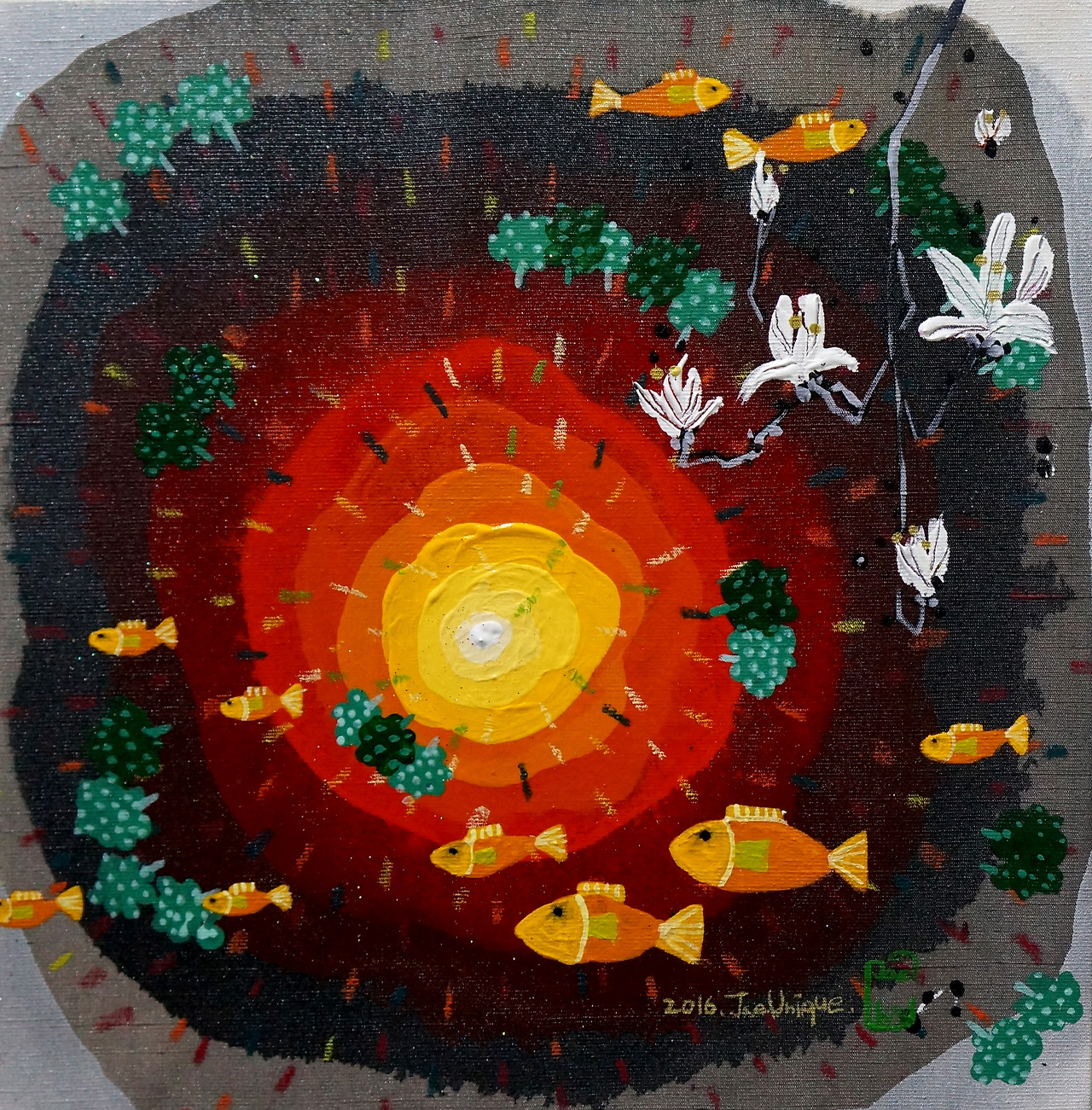 여행산수_休ver.Ⅱ ㅣ 25x25cm ㅣ oriental ink, mixed media on fabric ㅣ 2016.jpg