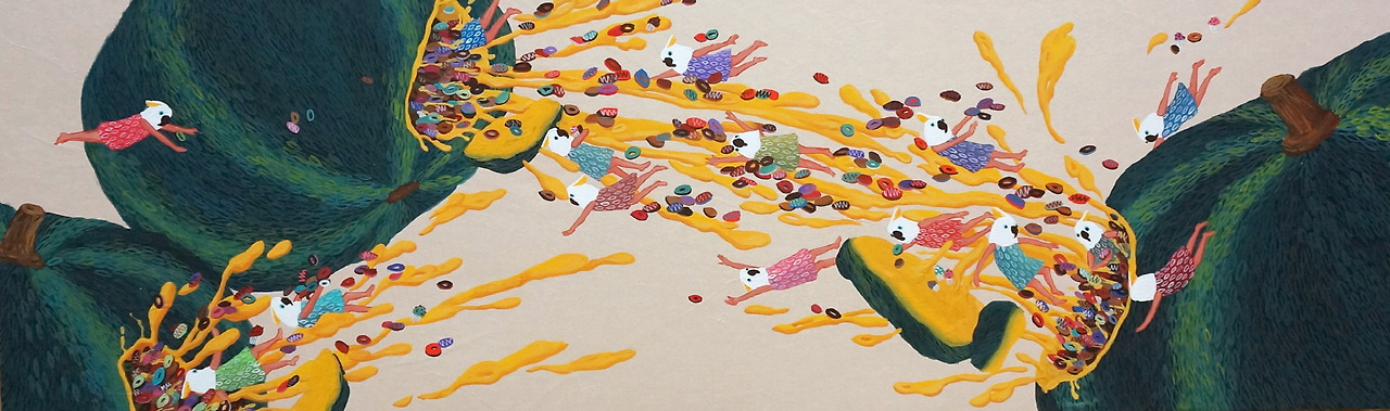 floating sweet pumpkins(3)_30x100cm_acrylic on koreanpaper_2016.jpg