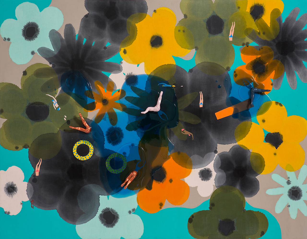 태우, (Pool_lower 첨벙), Korean Ink & Acrylic on Canvas, Mixed media 91x116cm, 2015.jpg