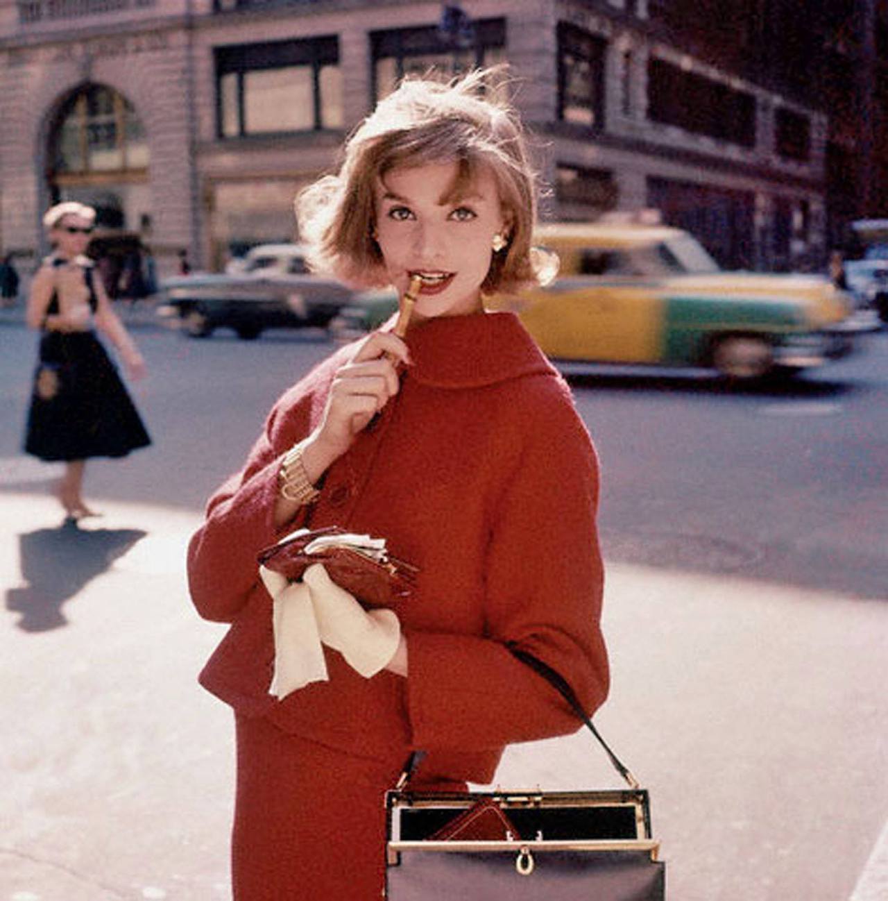 Condé Nast Archive - Woman Shopping in Red Suit, NYC, 1957.jpg