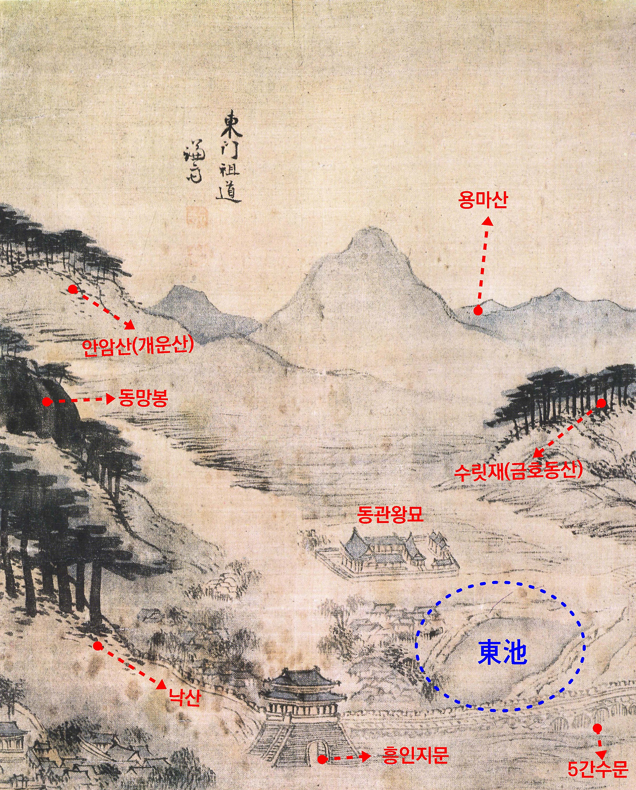 낙산 비우당 원림 - 정선의 동문조도(완성).jpg