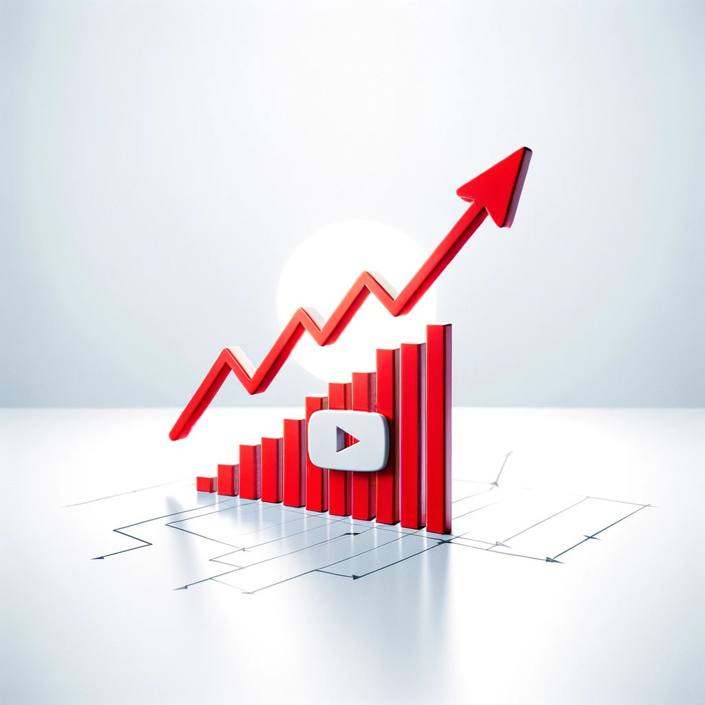 DALL·E 2024-02-17 00.31.55 - Create a simple and minimalistic illustration that represents YouTube's growth. Use a clean, white background and minimal details to depict a rising g.jpg