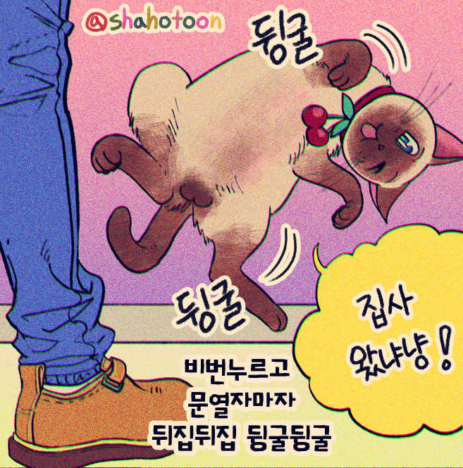 220410 샤호 웹툰 17. 집사 발소리를 기억하고 마중나오는 샤호 04.jpg