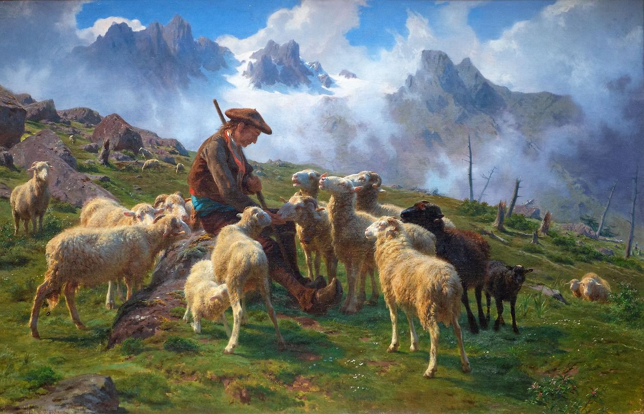 양들에게 소금을 주는 피레네 산맥의 목동 c1864.jpg