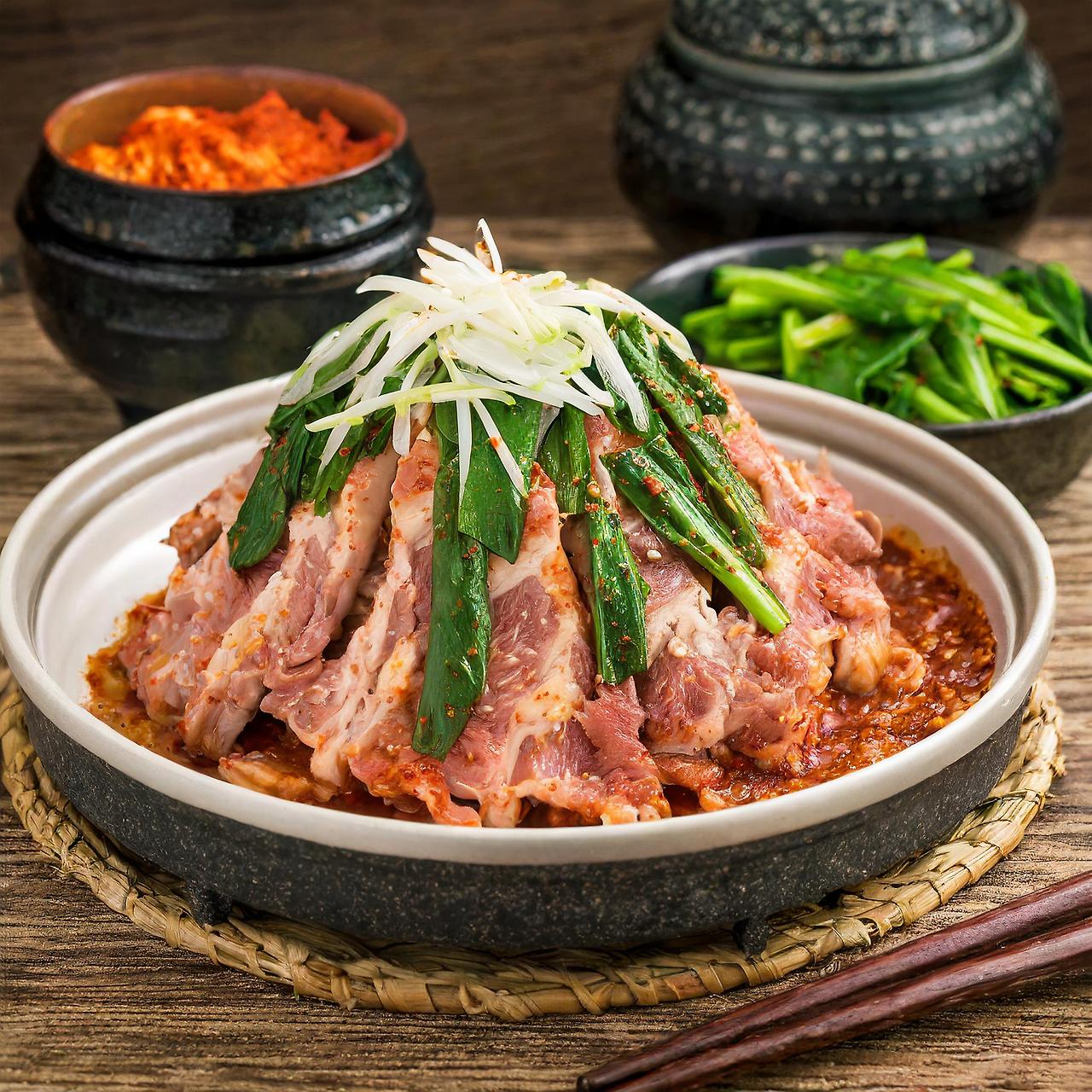 Firefly 돼지 목심 등뼈를 김치와 요리한 사진을 만들어 주세요 7217.jpg