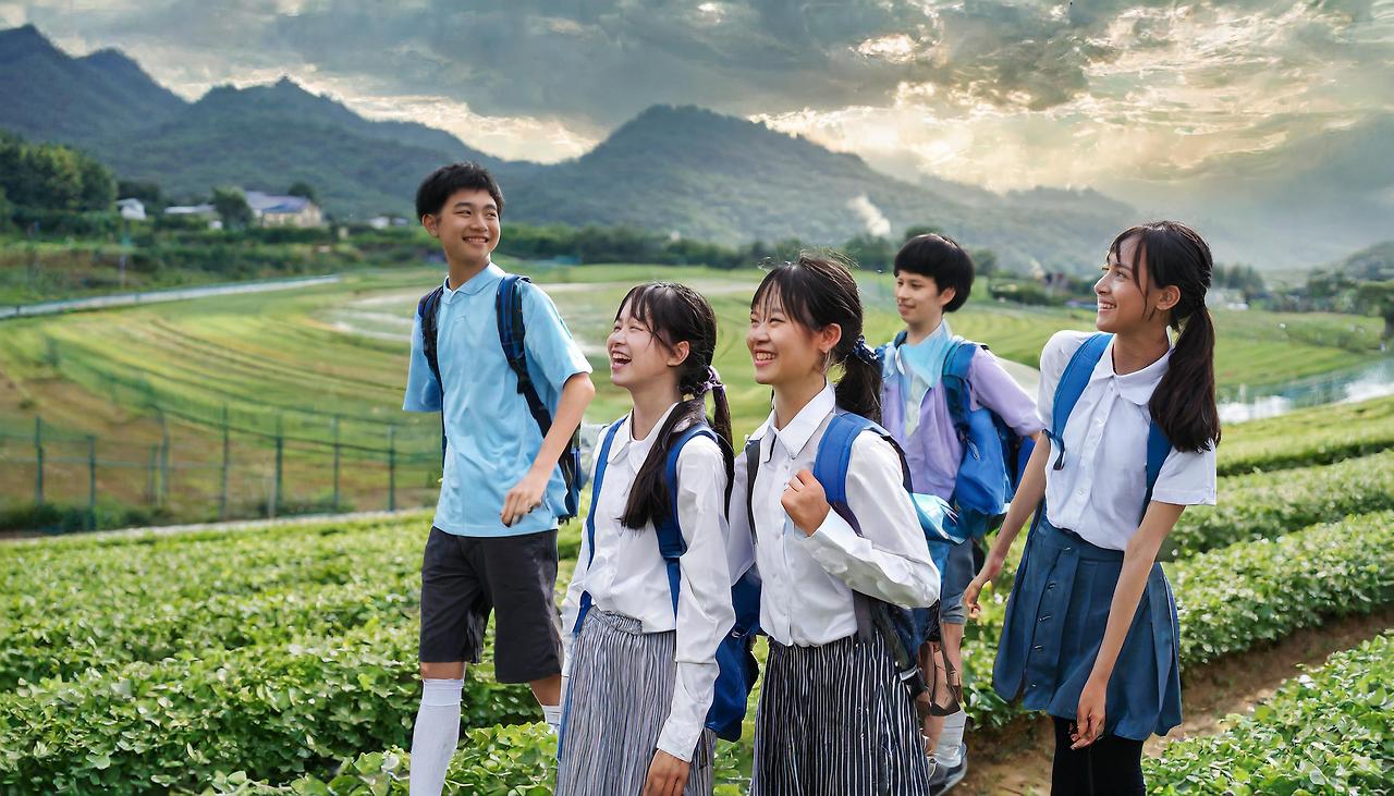 Firefly 청소년들이 낮에 땀을 흘리며 밭에서 일하는 단체사진 86618.jpg