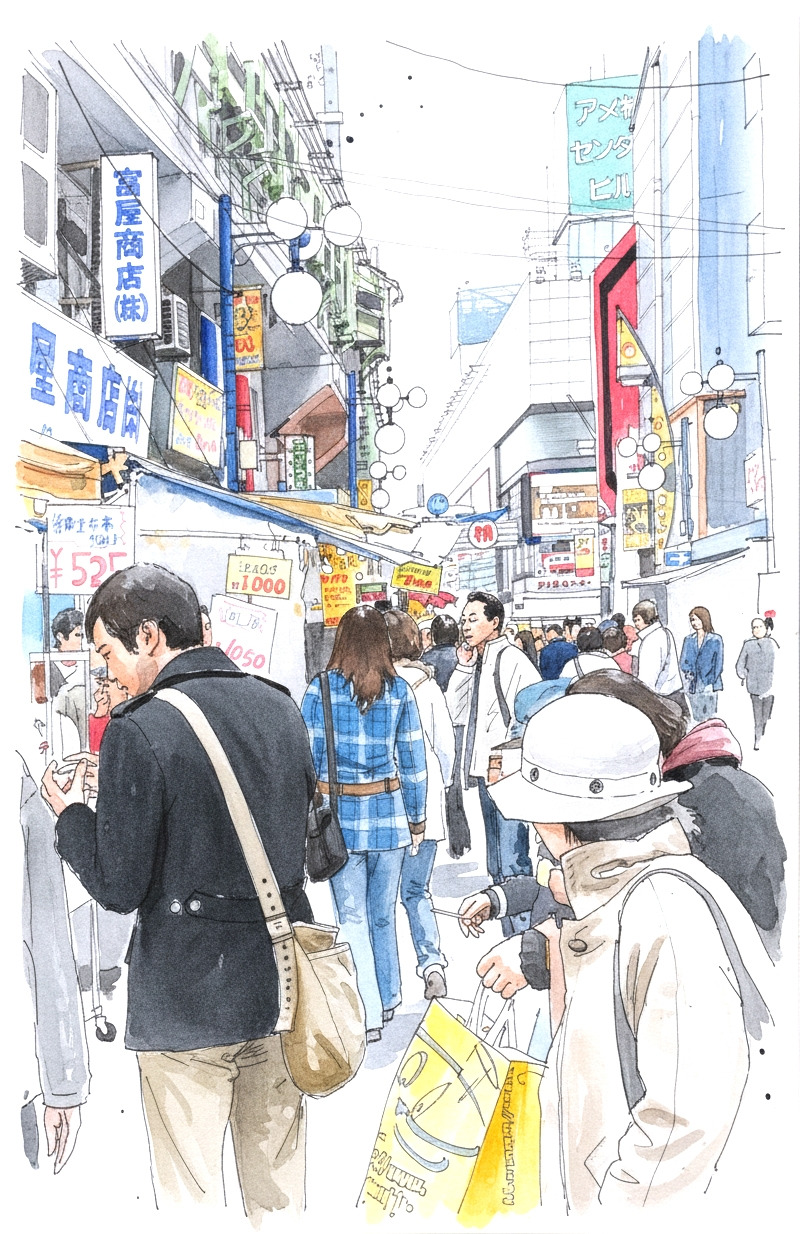 일본 도쿄의 유명한 재래시장인 **아메야요코초(アメヤ横丁, Ameya-Yokochō)**의 거리 풍경.jpg