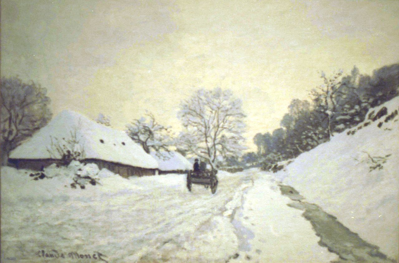 클로드 모네, A Cart on the Snowy Road at Honfleur.jpg