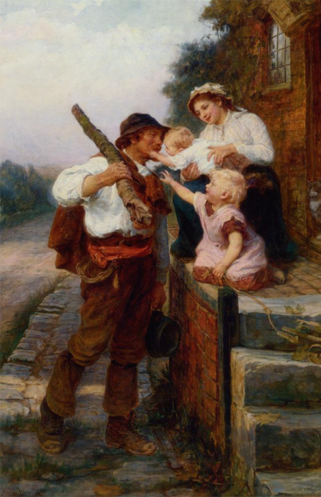 Frederick Morgan (1847-1927), A Fathers Return, Oil On Canvas.jpg