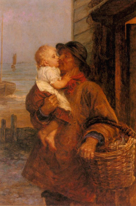 Frederick Morgan (1847-1927), A Welcome For Daddy, Oil on canvas.jpg