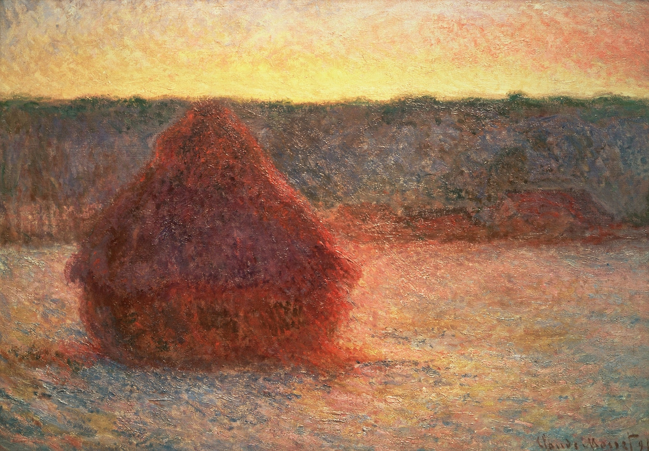 Claude Monet, Haystacks at Sunset, Frosty Weather, Oil on canvas, 1891, Private Collection.jpg
