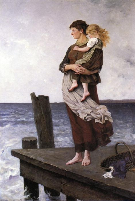 Waiting, August Wilhelm Nikolaus Hagborg – 1877, Private collection Painting - oil on canvas.jpg