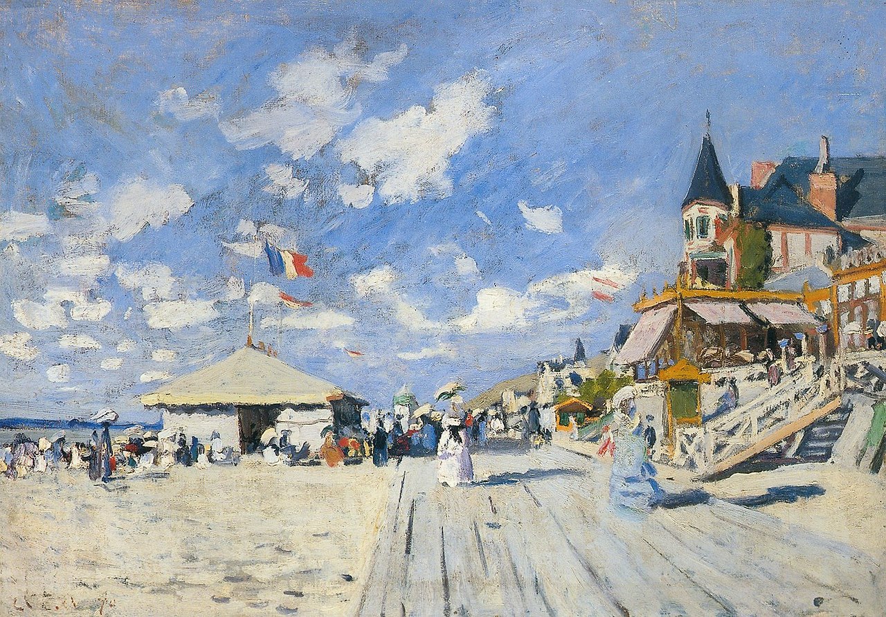 클로드 모네, The boardwalk on the beach at Trouville.jpg