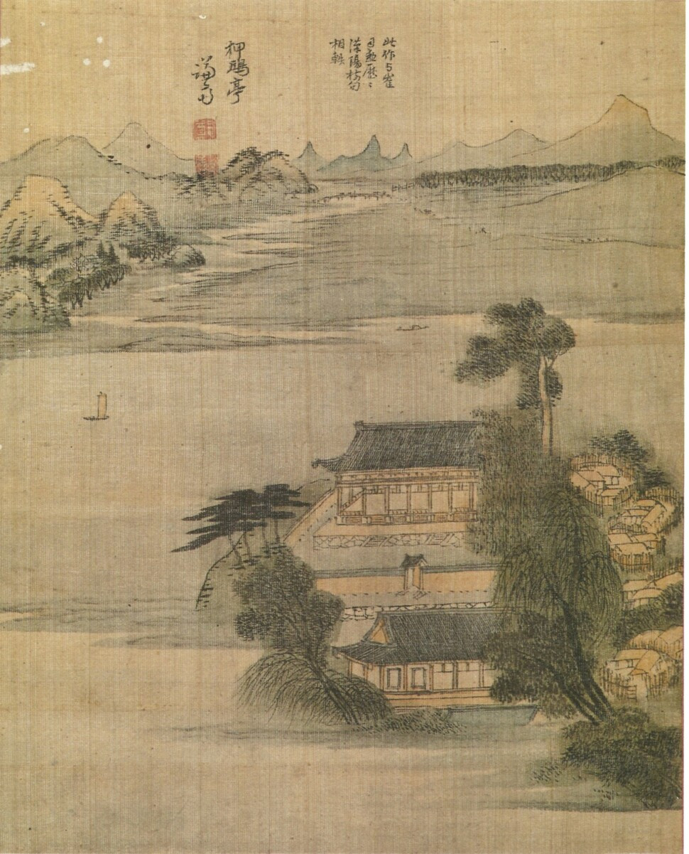 압구정, 정선, 23.4x429.2, 비단, 18세기,.jpg